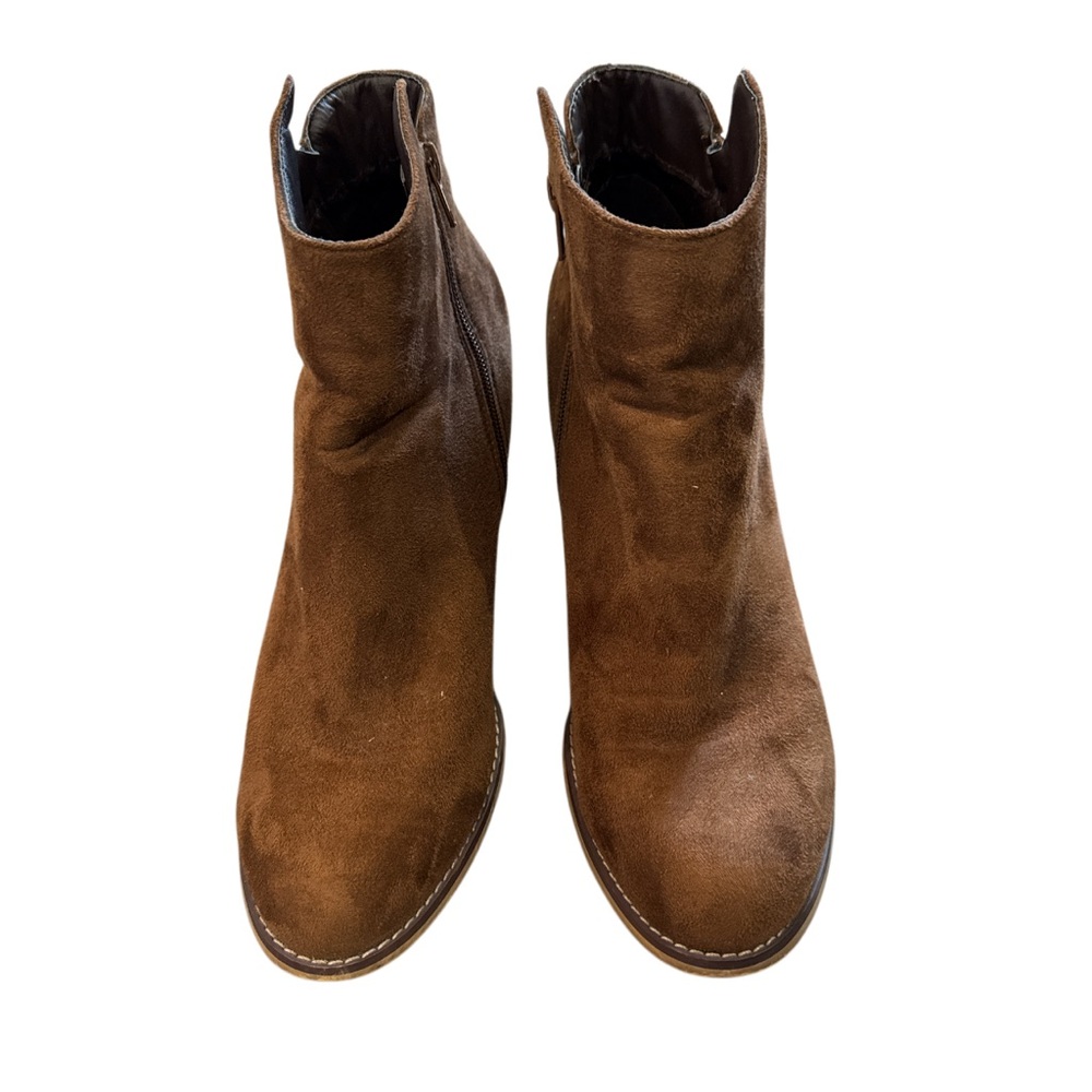 Leila Stone Suede Booties‎ Women’s Size 10 Brown